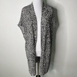 Eileen Fisher Women's Black White Organic Cotton Open Knit Cardigan Size Medium